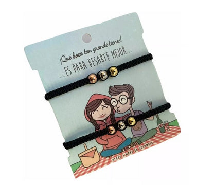 Manilla/pulsera De Los Tres Oros Color Negro Hecho En Rodio