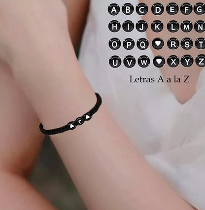 Pulseras De Iniciales Hecha A Mano Trenzada Con Corazón