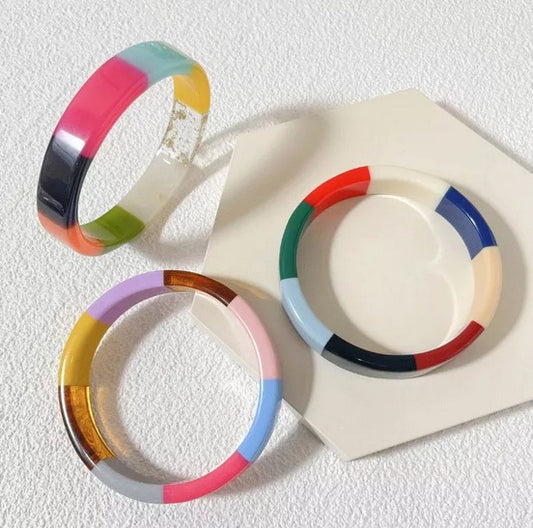 Brazalete Para Mujer Colorido De Resina Acrílica