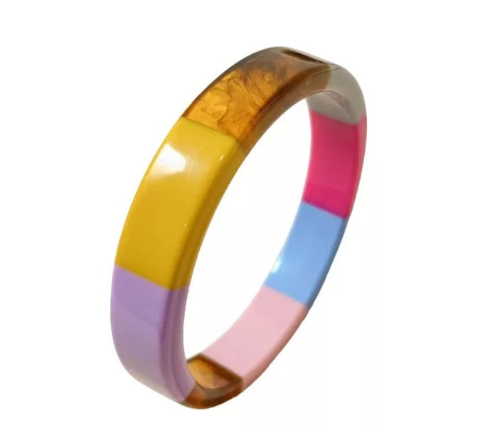 Brazalete Para Mujer Colorido De Resina Acrílica