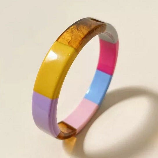 Brazalete Para Mujer Colorido De Resina Acrílica