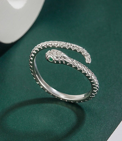 Anillo De Serpiente Ajustable De Plata De Ley 925 Con Zircones