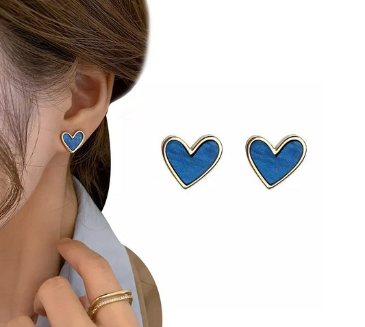 Pendientes De Corazón Vintage De Topos En Acero + Cristal