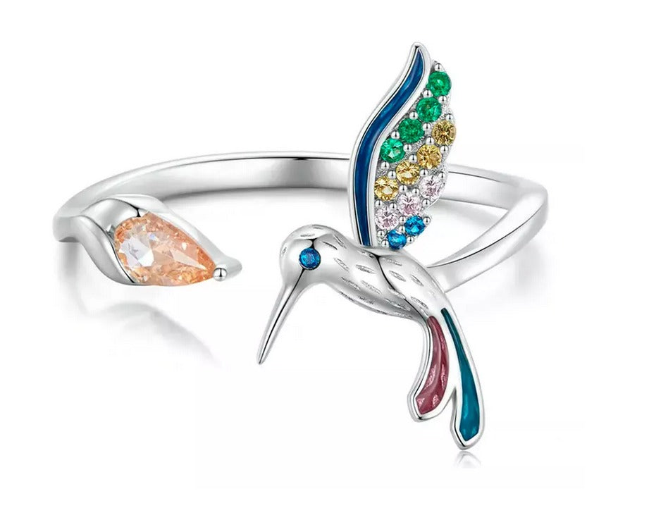 Anillo de Colibrí con Circones de Colores