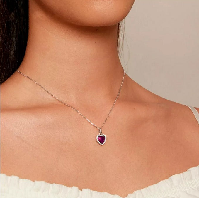 Colgante Corazón Cambio De Colores En Plata Ley 925 + Circón