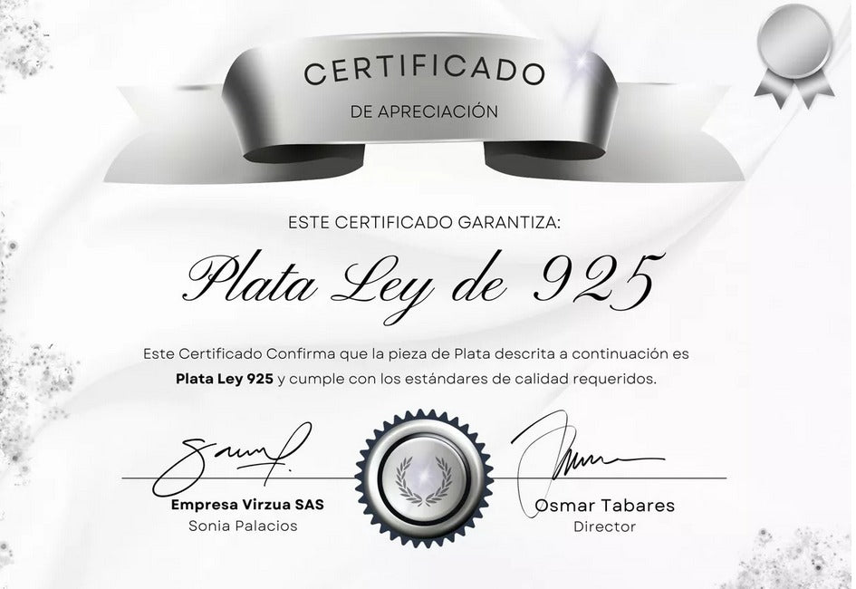 Certificado de autenticidad de Plata Ley 925