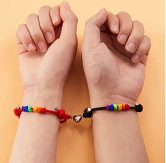 Pulseras Lgtbi/lgbt De Nudos De Arcoíris + Corazón Magnético