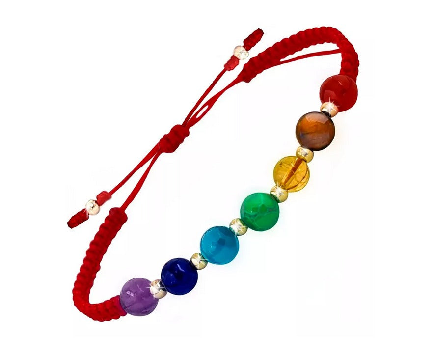 Pulsera Manilla 7 Chakras En Oro De 18k Garantizado +cuarzos