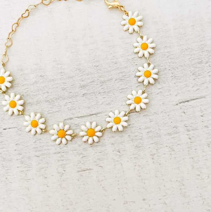 Hermosa Y Delicada Pulsera Flores Margaritas
