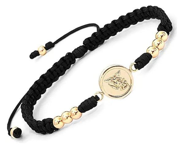 Pulsera San Miguel Arcángel Balín 4mm Oro 18k Puro +Certificado