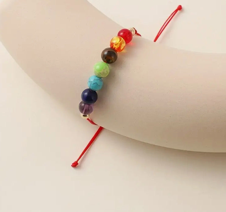 Pulsera 7 Chakras Naturales Con Balin De 4mm 18k Certificado