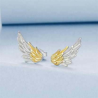 Aretes Alas de Ángel – Plata 925 con Detalles Dorados