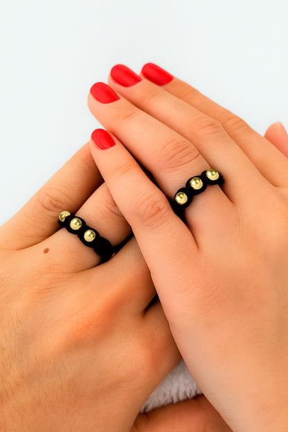 Anillo Tejido Tres Balines de Oro 18k