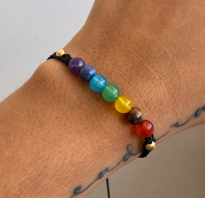 Pulsera 7 Chakras en Fila Oro 18k