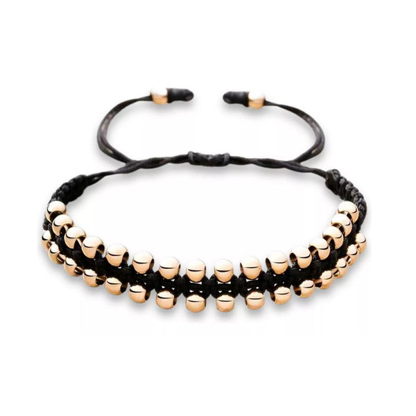 Pulsera Trenzada Balines Expuestos Oro 18k