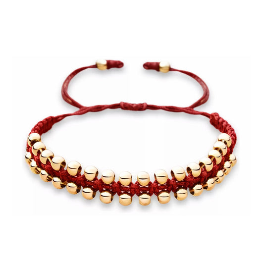 Pulsera Trenzada Balines Expuestos Oro 18k