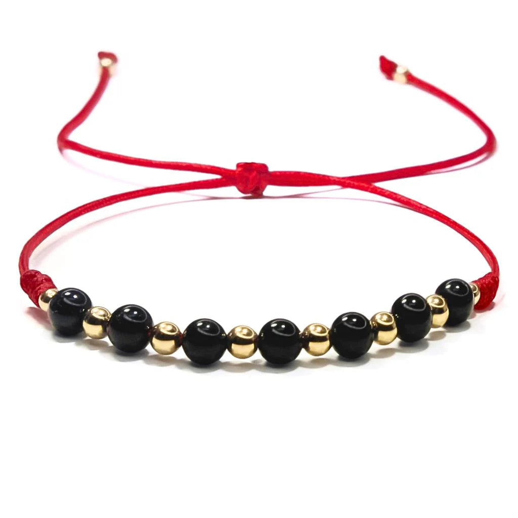 Pulsera Turmalina Negra Y Oro 18k