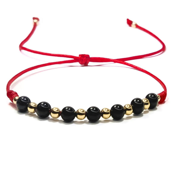 Pulsera Turmalina Negra Y Oro 18k