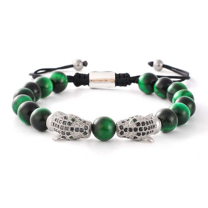 Pulsera Cuarzo y Cabezas de Leopardo