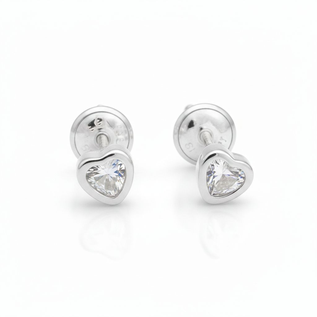 Aretes Corazones de Circones en Plata Italiana