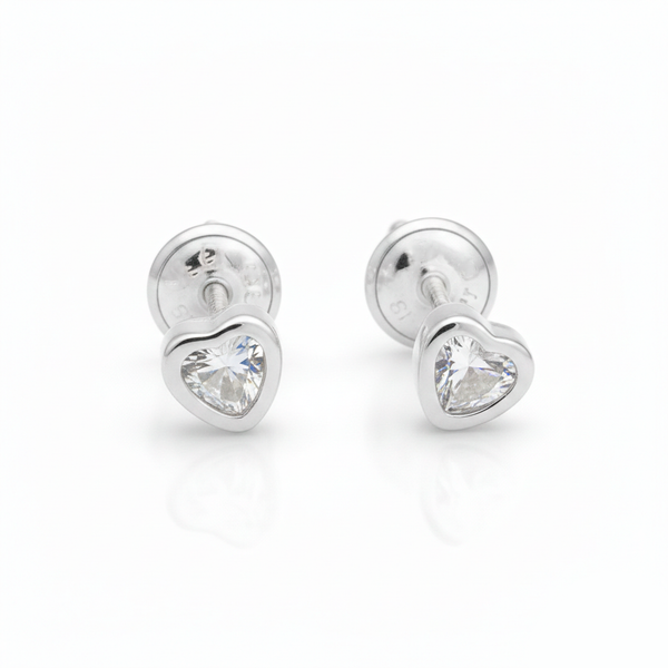 Aretes Corazones de Circones en Plata Italiana