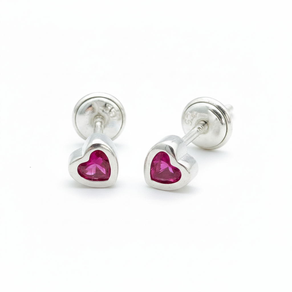 Aretes Corazones de Circones en Plata Italiana