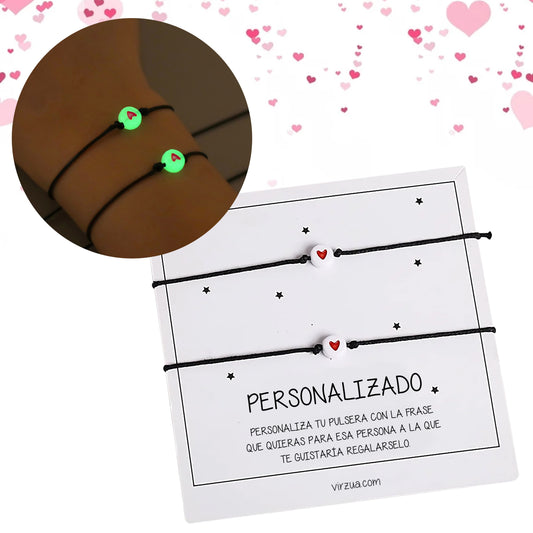 Pulseras De Promesa Para Pareja De Corazón Luminoso x2