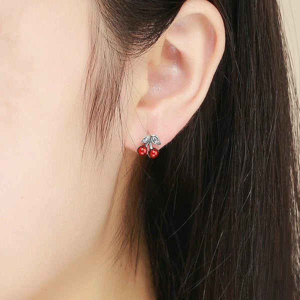 Aretas En Plata Ley 925 De Cereza Dulce