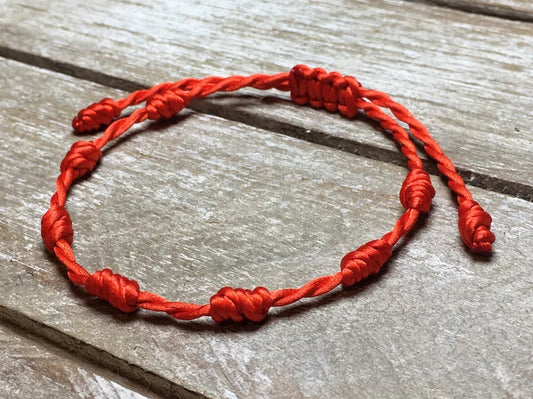 Brazalete de los 7 Nudos para Parejas en Hilo Rojo