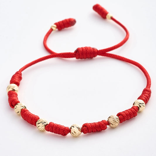 Pulsera 7 Nudos Balines Diamantados Oro 18k