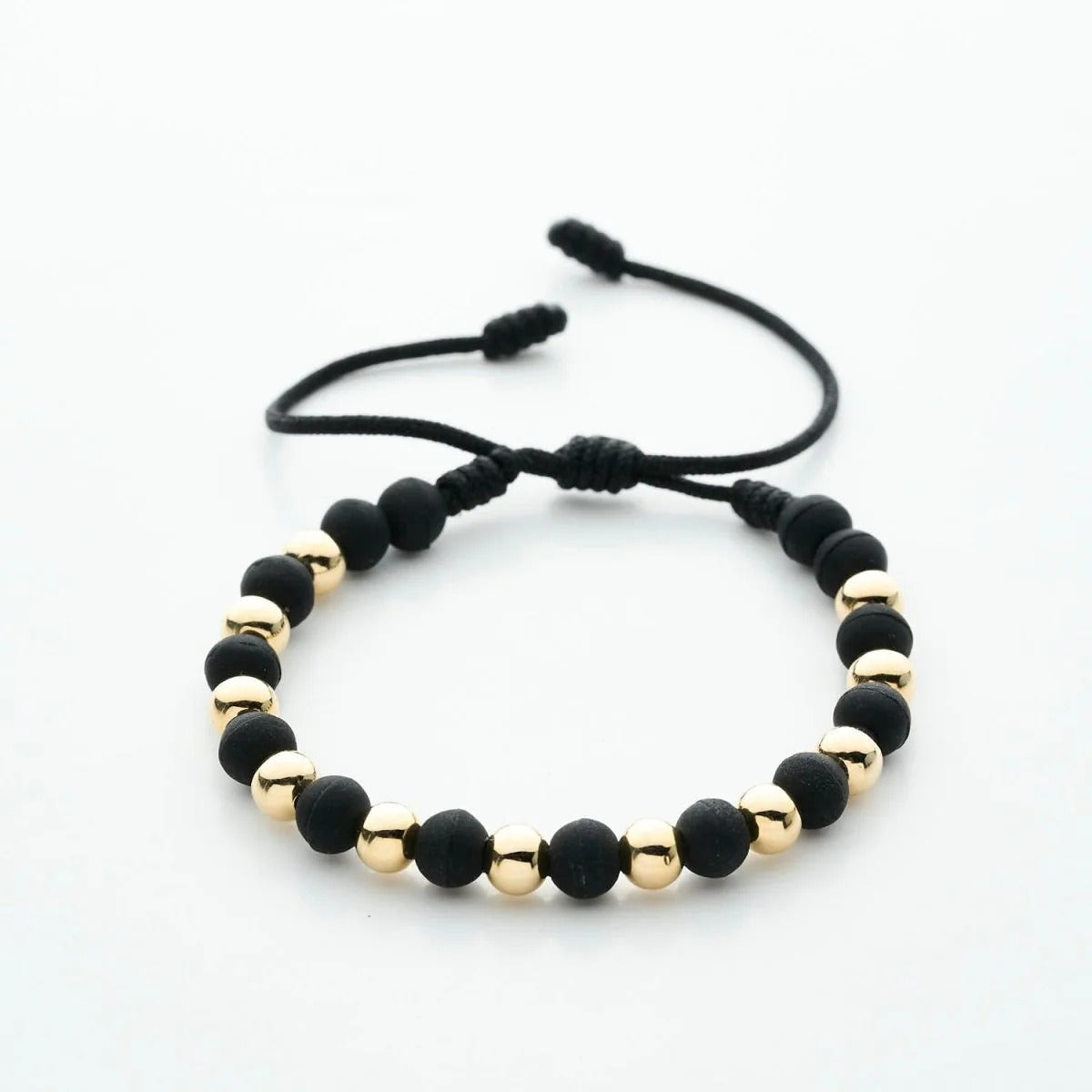Pulsera Trenzada Neopreno + Balines 18k