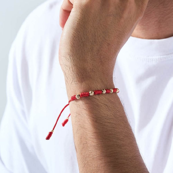 Pulsera 7 Nudos Balines Diamantados Oro 18k