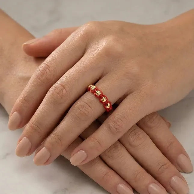 Anillo Tejido Trenzado Diamantado en Oro 18K