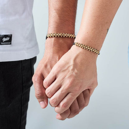 Pulsera Tres Líneas Diamantadas Oro 18k