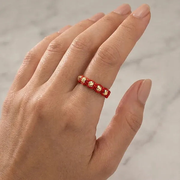 Anillo Tejido Trenzado Diamantado en Oro 18K