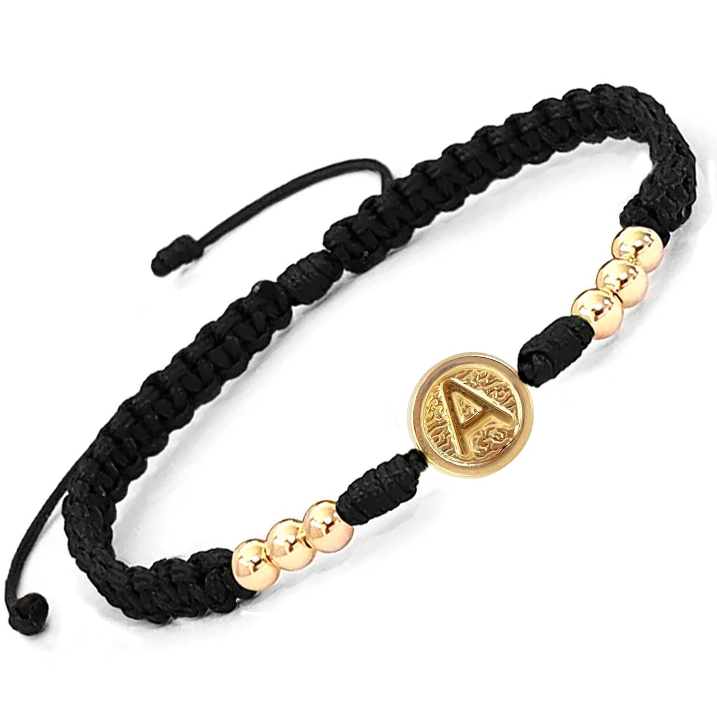 Pulsera Letra Personalizada Mini con Balines Oro 18k