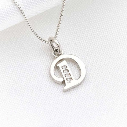 Cadena De Plata Con Dije De Letra Inicial + Zircones Blancos