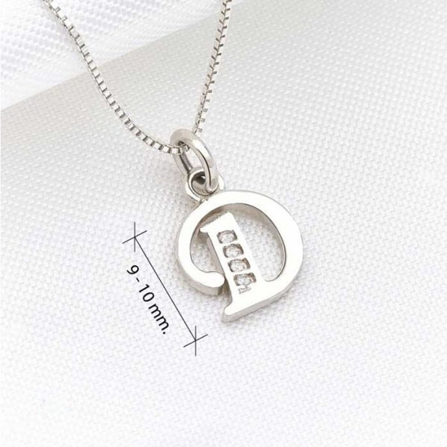Cadena De Plata Con Dije De Letra Inicial + Zircones Blancos