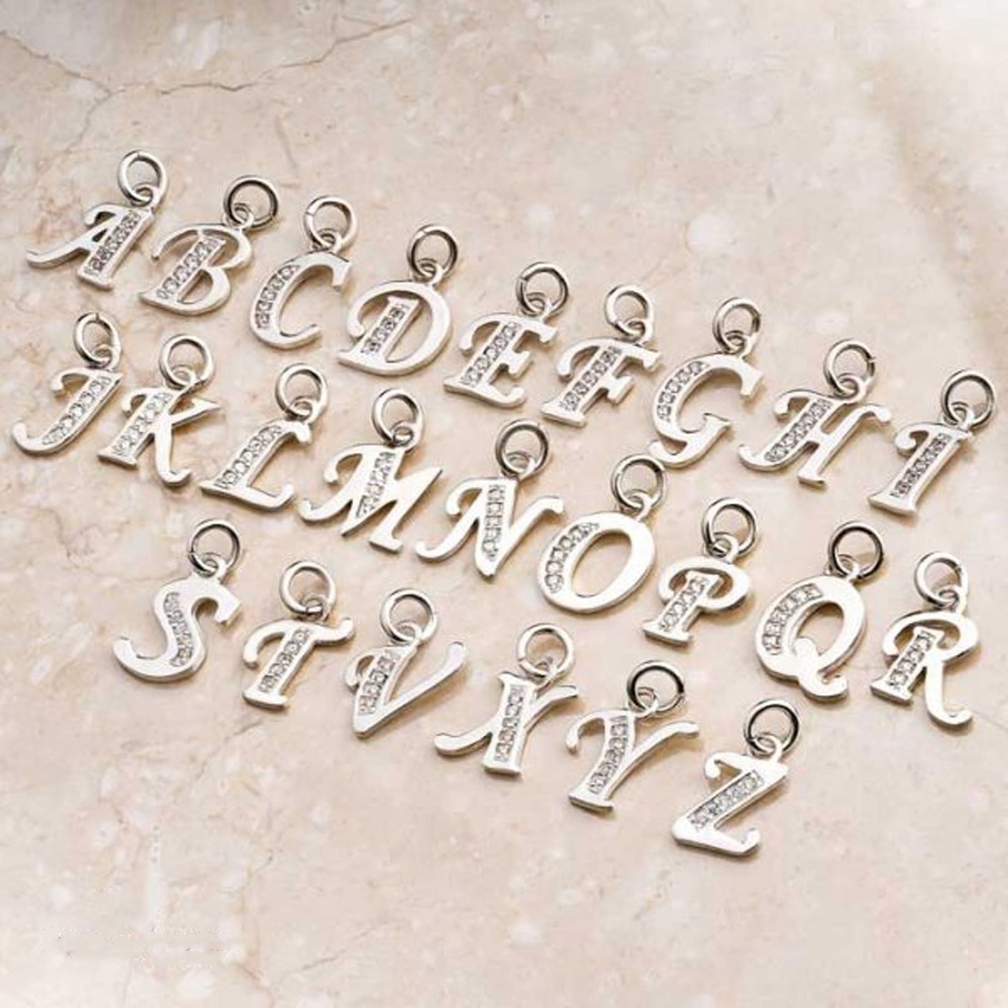 Cadena De Plata Con Dije De Letra Inicial + Zircones Blancos