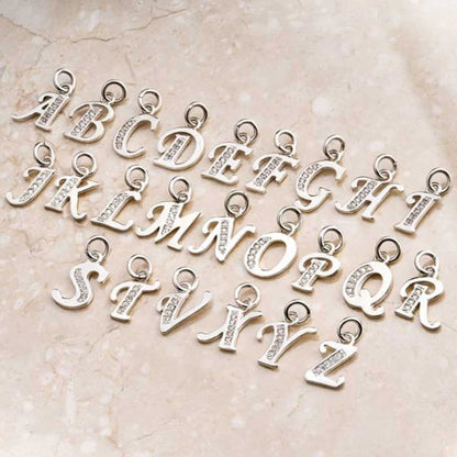 Cadena De Plata Con Dije De Letra Inicial + Zircones Blancos