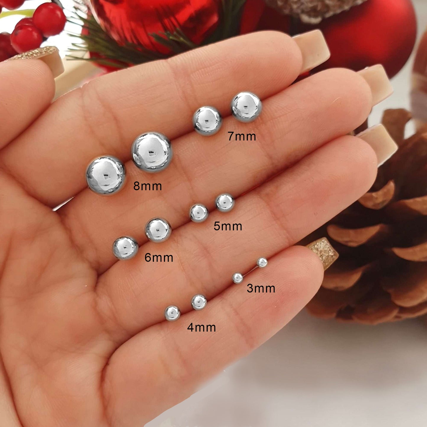 Balín Oro Blanco 18k Liso (3–6 mm)