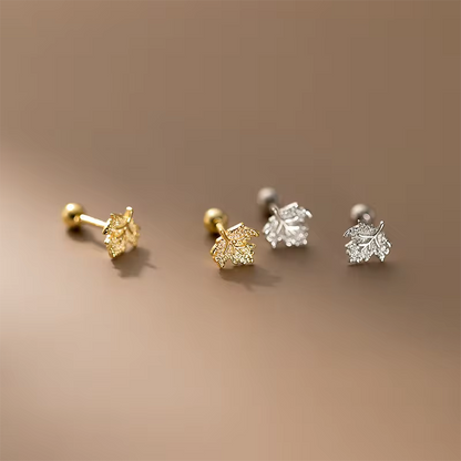 Aretes de Plata Ley 925 con Diseño de Hoja