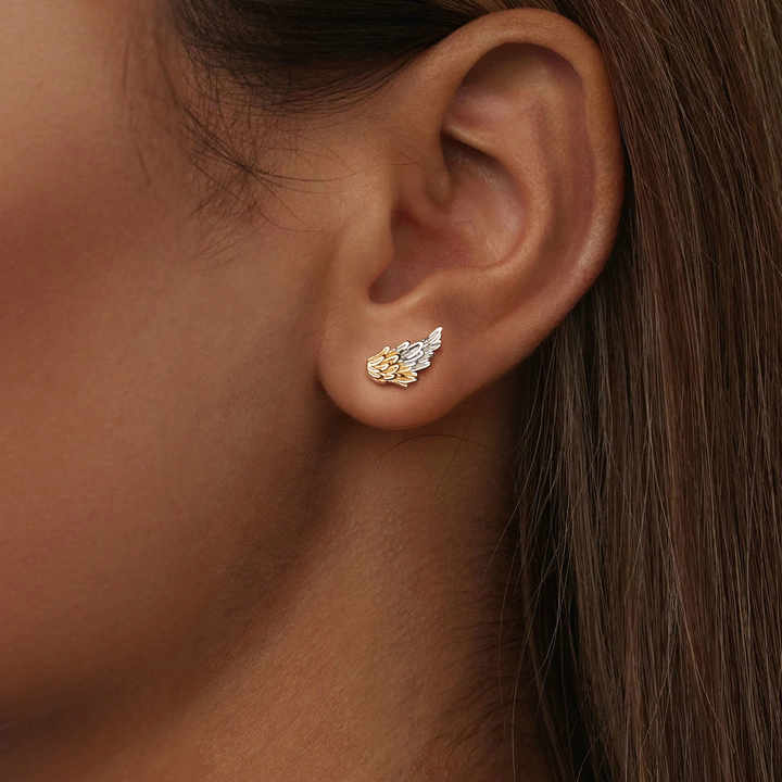 Aretes Alas de Ángel – Plata 925 con Detalles Dorados