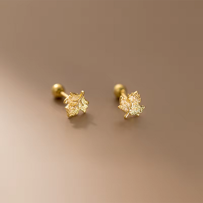 Aretes de Plata Ley 925 con Diseño de Hoja