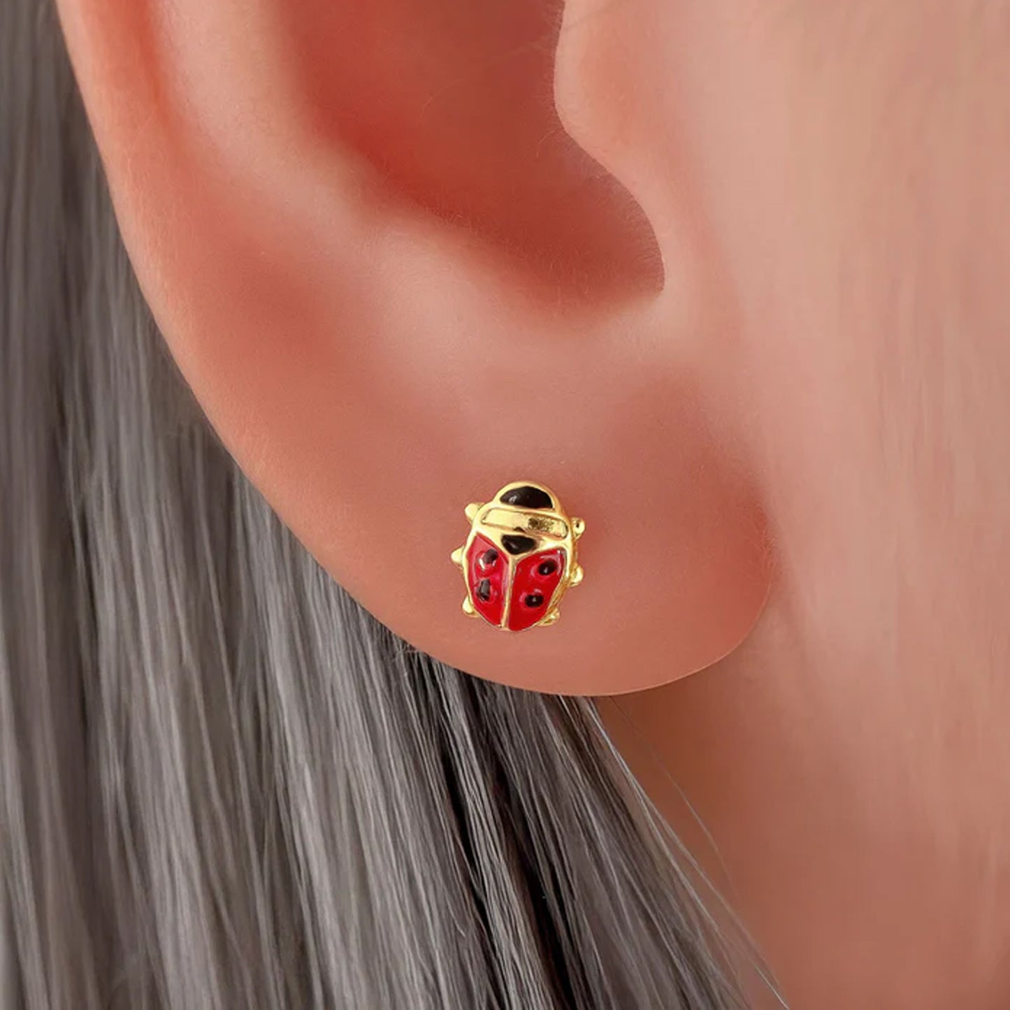 Aretes Mariquita Oro 18k