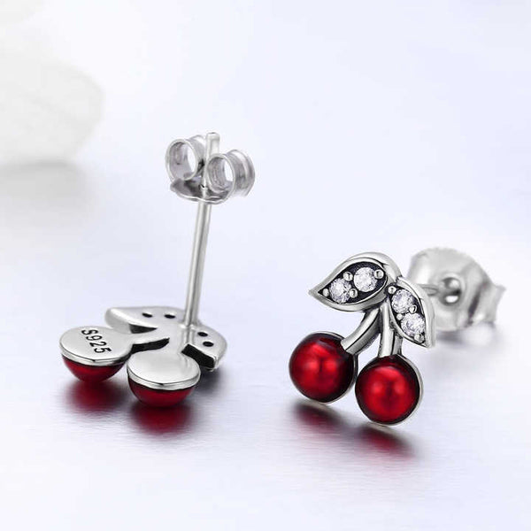 Aretas En Plata Ley 925 De Cereza Dulce