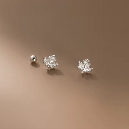 Aretes de Plata Ley 925 con Diseño de Hoja