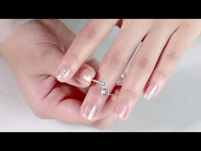 Anillo de Plata Esterlina con Circón Cubo Rosa