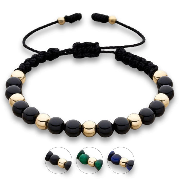 Pulsera Intercalada doble Oro 18k + Cuarzos