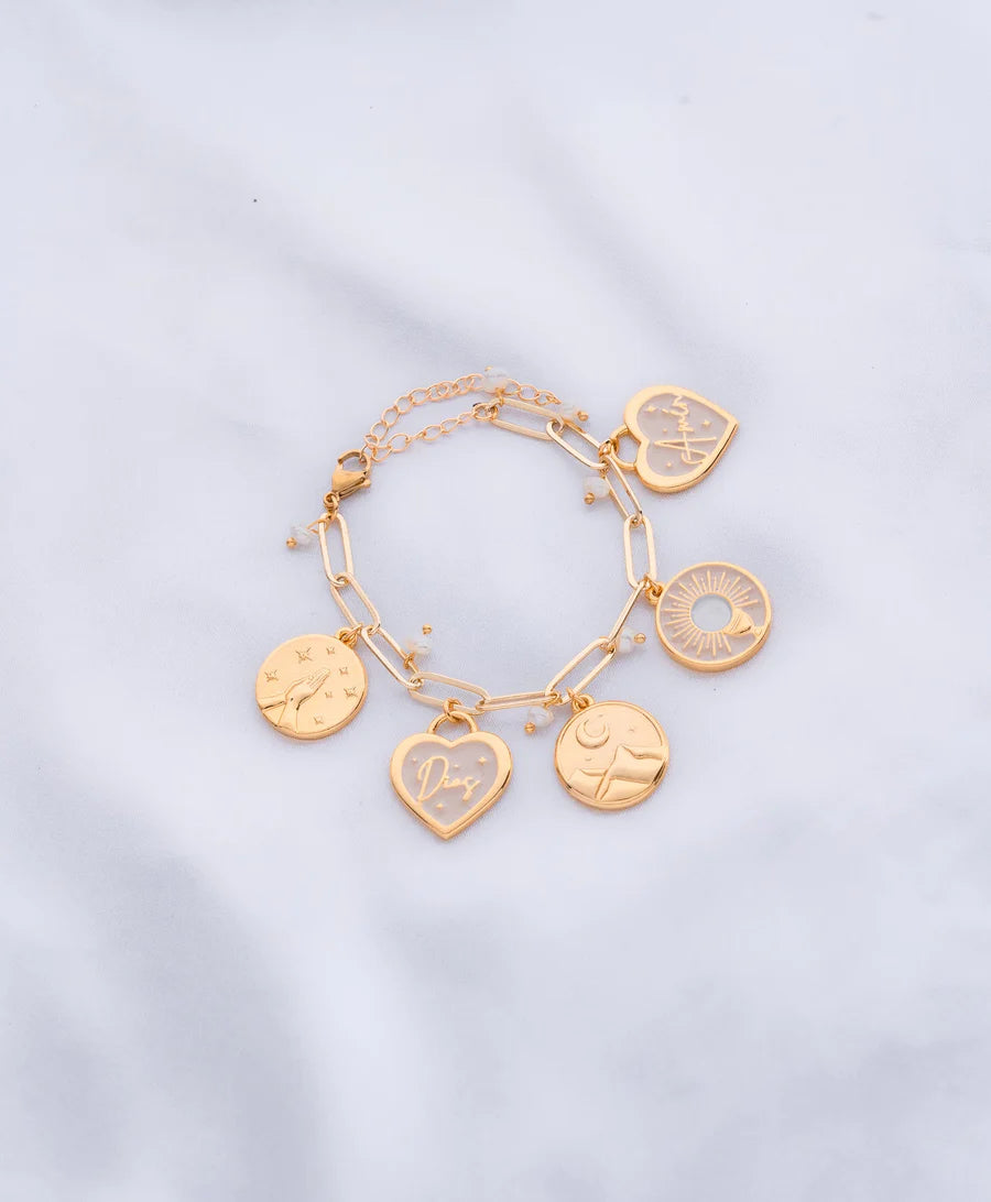 pulsera de padre nuestro bañado en 24k